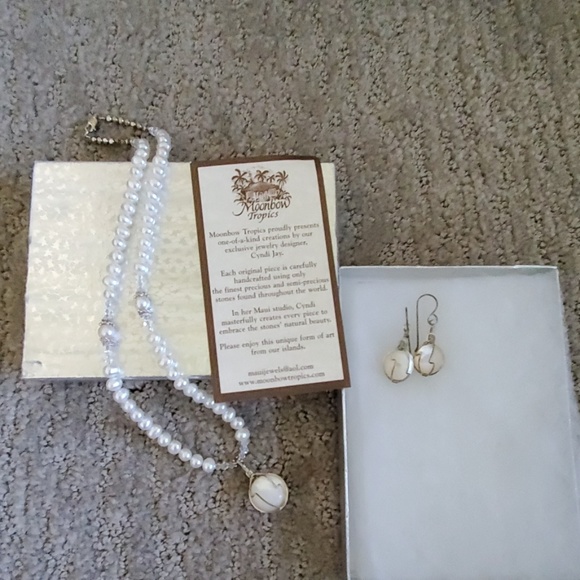 MOONBOW TROPICS PEARL NECKLACE/EARINGS - Picture 1 of 5